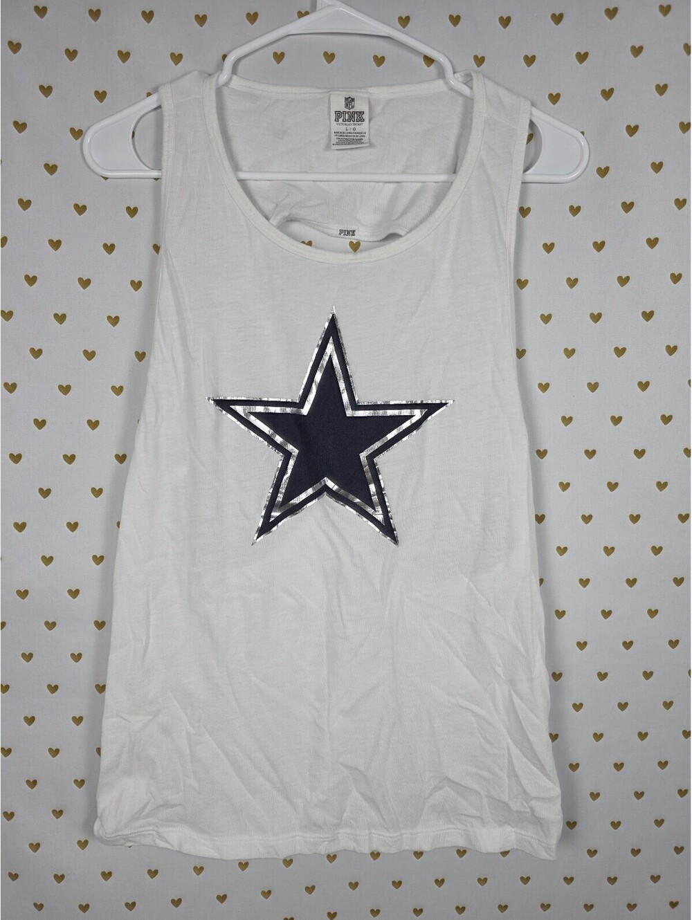 Victorias Secret PINK NFL Dallas Cowboys Star Open Back tank Top Football LARGE